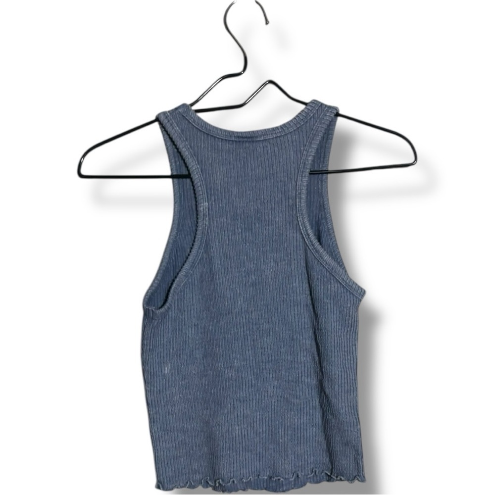 Caution To The Wind Blue Sleeveless Crewneck Casual Ribbed Knit Top - Picture 5 of 15